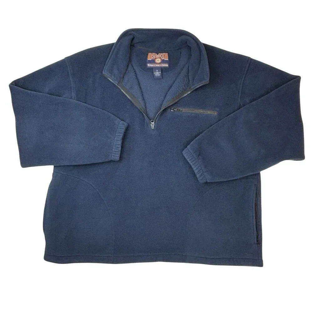 DULUTH TRADING Co.‎ Sz XL Fleece Jacket Pullover 1/4 Zip Navy Blue Pockets Thick